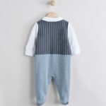 Navy Smart Bow Tie Baby Sleepsuit