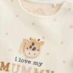 Cream Giraffe I Love My Mummy Baby Bodysuits 1 Pack