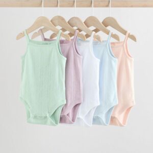 Pastel 5 Pack Vest Pointelle Baby Bodysuits