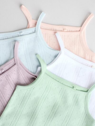Pastel 5 Pack Vest Pointelle Baby Bodysuits