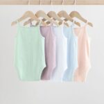Pastel 5 Pack Vest Pointelle Baby Bodysuits