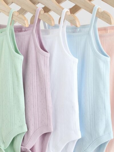 Pastel 5 Pack Vest Pointelle Baby Bodysuits
