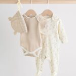 Neutral Baby Sleepsuit, Bodysuit, Beanie and Bib Set 4 Piece