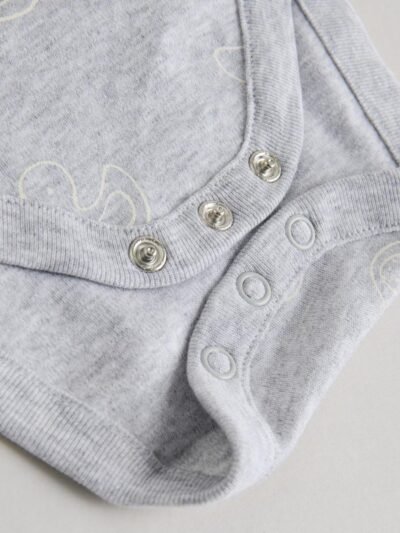 Grey Long Sleeved Baby Bodysuits 5 Pack