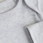 Grey Long Sleeved Baby Bodysuits 5 Pack