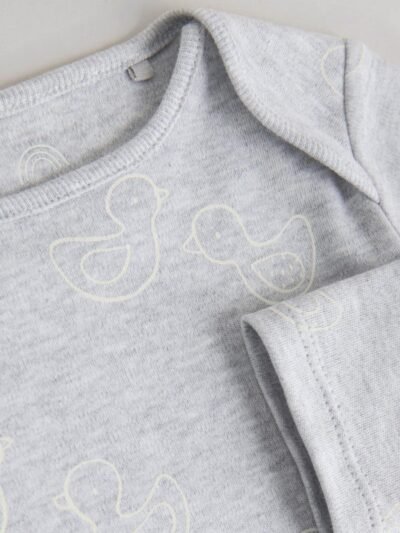 Grey Long Sleeved Baby Bodysuits 5 Pack
