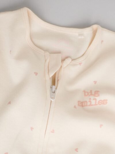 Pink Heart Two Way Zip Baby Sleepsuits 3 Pack