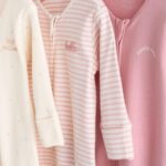 Pink Heart Two Way Zip Baby Sleepsuits 3 Pack