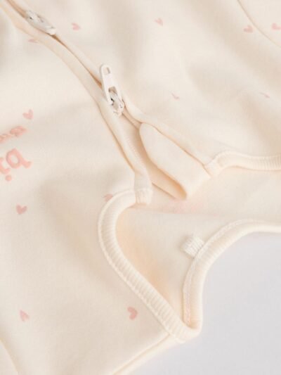 Pink Heart Two Way Zip Baby Sleepsuits 3 Pack