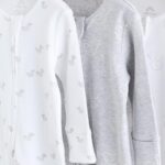Grey Baby Two Way Zip Sleepsuits 3 Pack