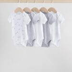 Grey Baby Short Sleeved Bodysuits 5 Pack