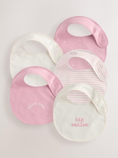 Pink Heart Baby Bibs 5 Pack