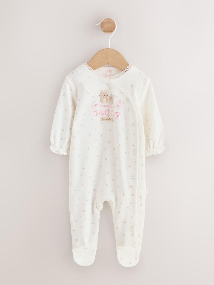 Ecru White Daddy Family Baby Sleepsuit