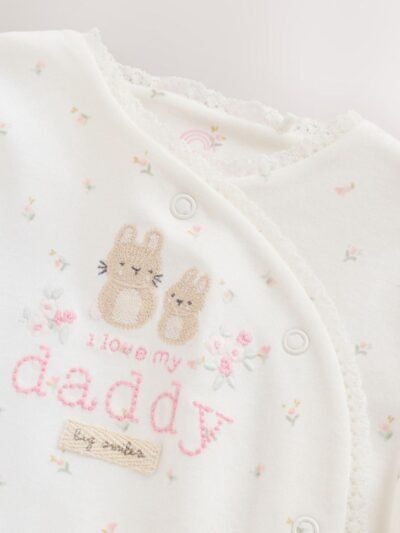 Ecru White Daddy Family Baby Sleepsuit