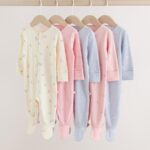 Multi Pastel Character 5 Pack Two Way Zip Baby Sleepsuits