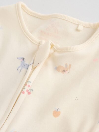 Multi Pastel Character 5 Pack Two Way Zip Baby Sleepsuits