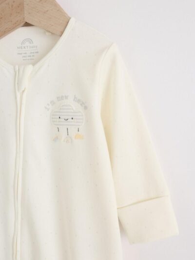 Neutral Im New Here Sleepsuit And Hat Set