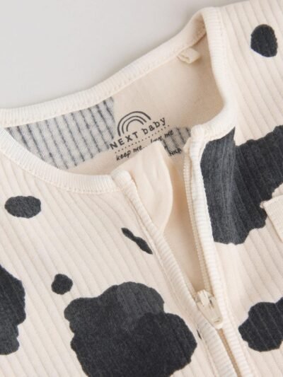 Neutral Two Way Zip Baby Sleepsuit 3 Pack