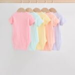 Multi Pastel 5 Pack Short Sleeve Baby Bodysuits