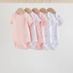 Pink 5 Pack Short Sleeve Baby Bodysuit
