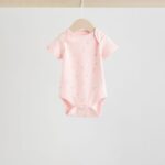 Pink 5 Pack Short Sleeve Baby Bodysuit