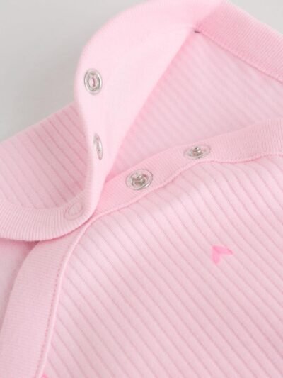 Pink Short Sleeve Baby Bodysuits 5 Pack