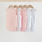 White/Pink 5 Pack Vest Baby Bodysuits