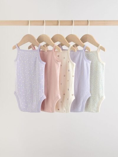 Purple Vest Baby Bodysuits 5 Pack
