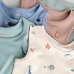 Teal Blue Miniprint Baby Vests 5 Pack