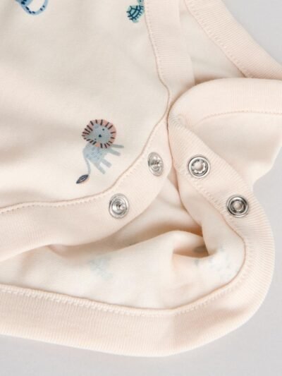 Teal Blue Miniprint Baby Vests 5 Pack