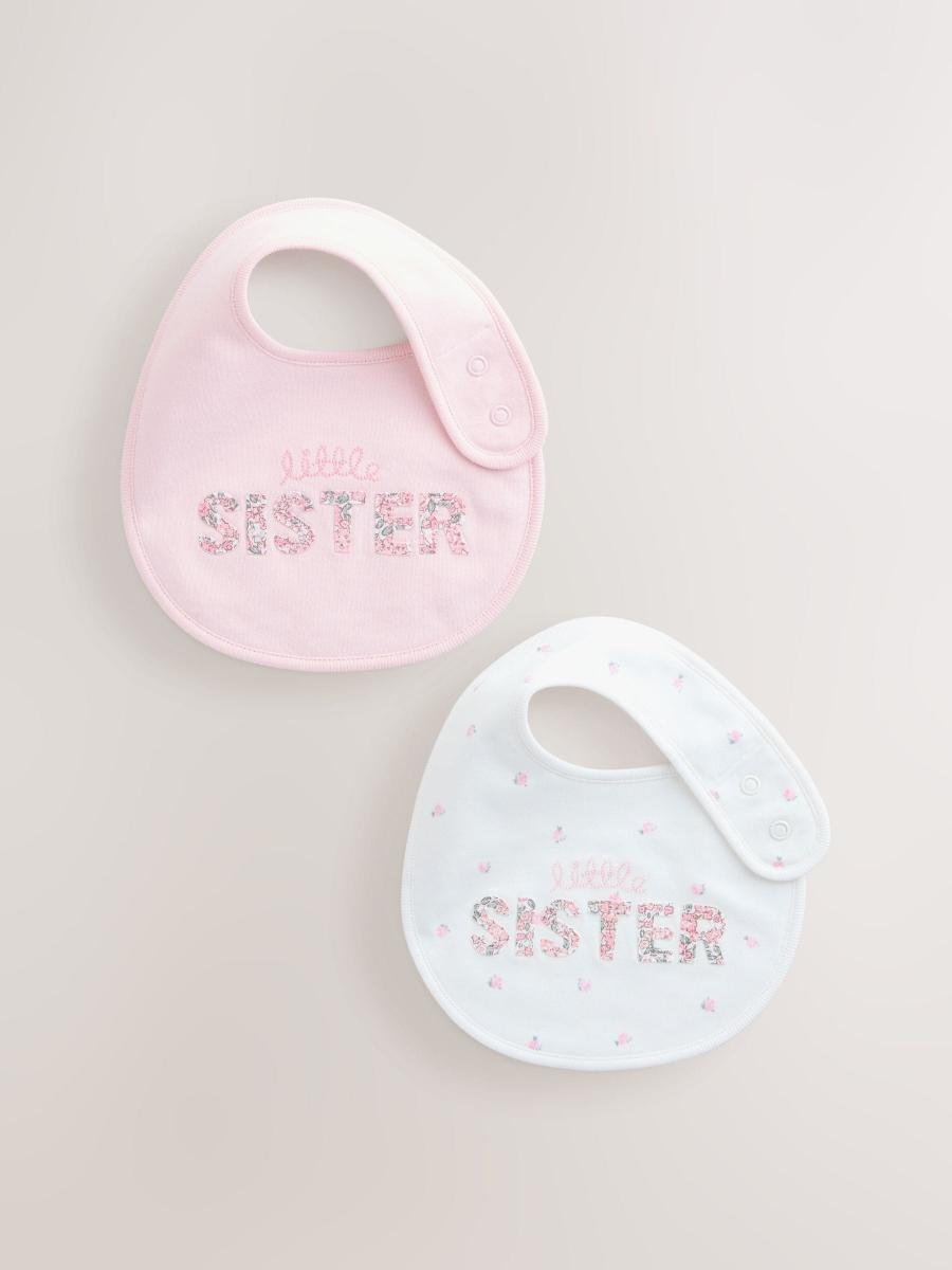Pink/White Sister Family Baby Bibs 2 Pack