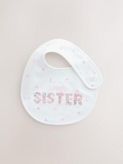 Pink/White Sister Family Baby Bibs 2 Pack