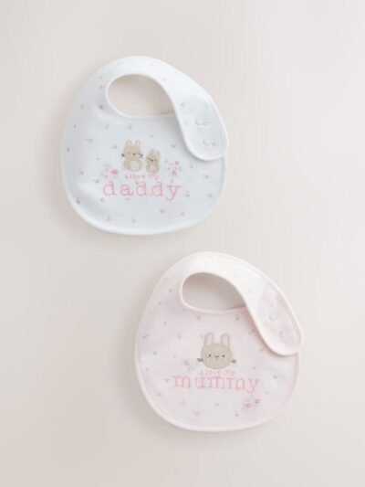 Pink Mummy/Daddy Family Baby Bibs 2 Pack