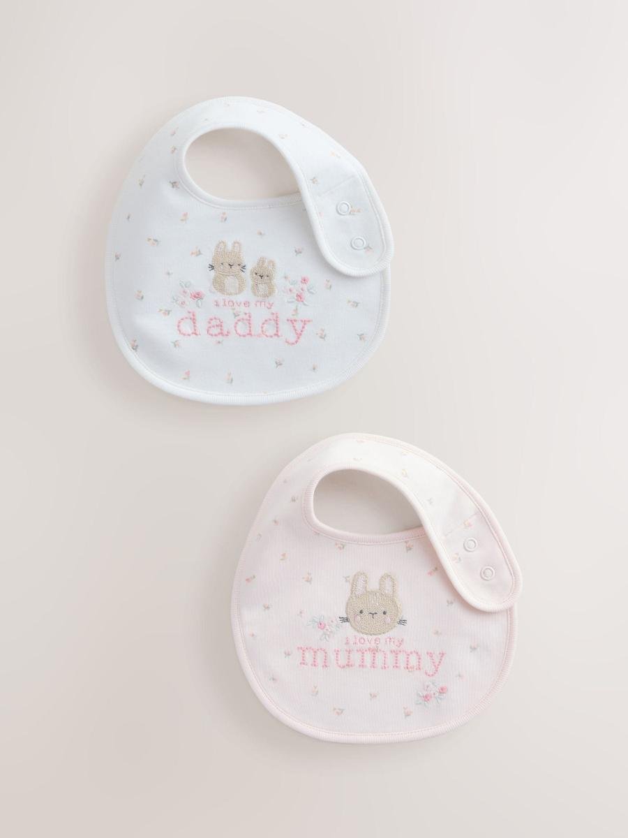 Pink Mummy/Daddy Family Baby Bibs 2 Pack