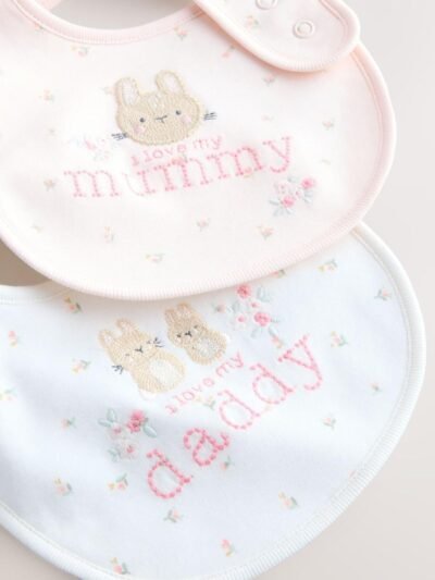 Pink Mummy/Daddy Family Baby Bibs 2 Pack