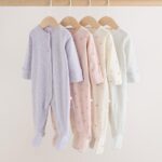 Lilac Purple Baby Sleepsuit 4 Pack