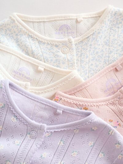 Lilac Purple Baby Sleepsuit 4 Pack