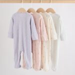Lilac Purple Baby Sleepsuit 4 Pack