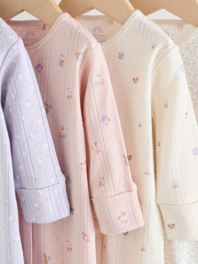 Lilac Purple Baby Sleepsuit 4 Pack