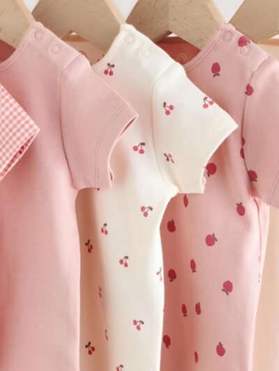 Pink Baby Short Sleeve Bodysuits 5 Pack