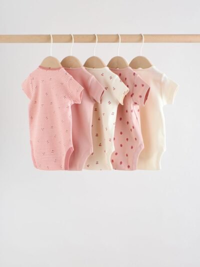 Pink Baby Short Sleeve Bodysuits 5 Pack