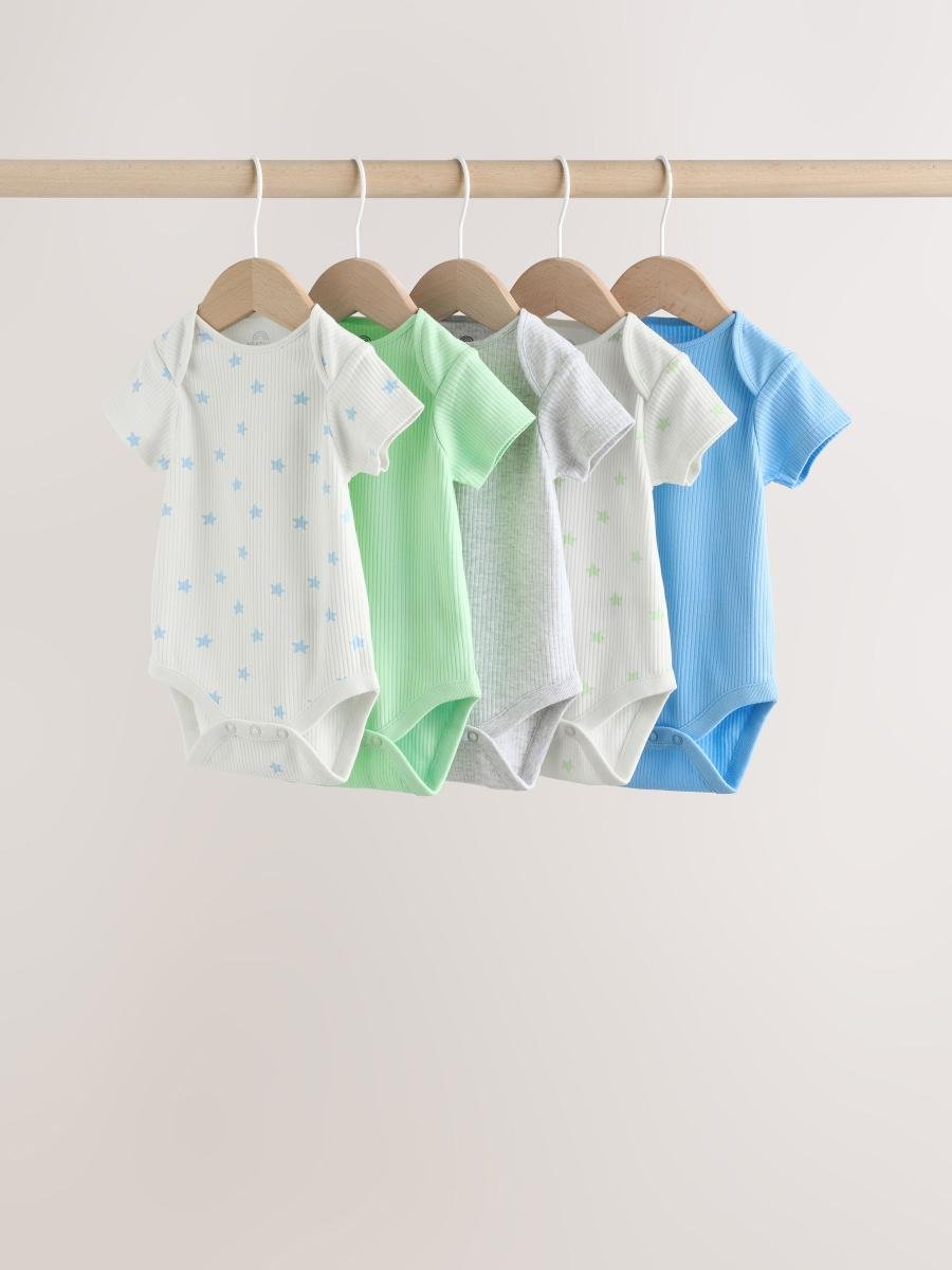 Blue Short Sleeve Long Sleeve Baby Bodysuits 5 Pack
