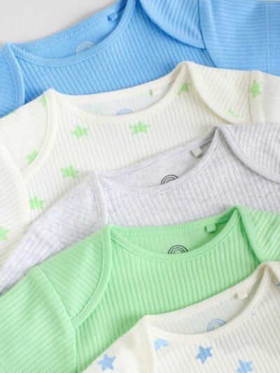 Blue Short Sleeve Long Sleeve Baby Bodysuits 5 Pack