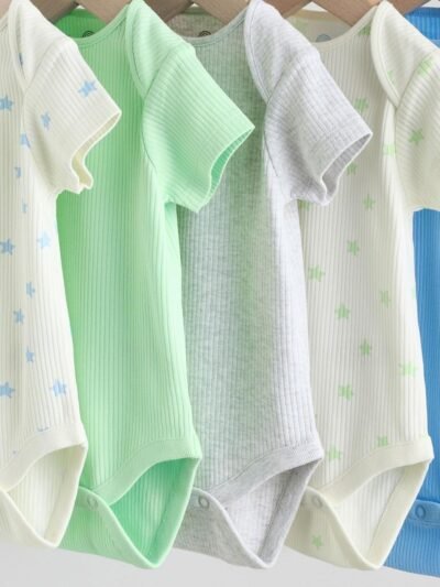 Blue Short Sleeve Long Sleeve Baby Bodysuits 5 Pack