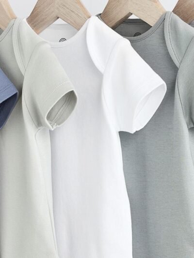 Grey/White Short Sleeve Bodysuits 5 Pack