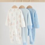 Blue Bear Way Zip Baby Sleepsuits 3 Pack