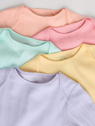 Multi 5 Pack Long Sleeve Baby Bodysuits