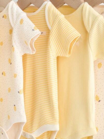 Yellow Lemons 5 Pack Short Sleeve Baby Bodysuits