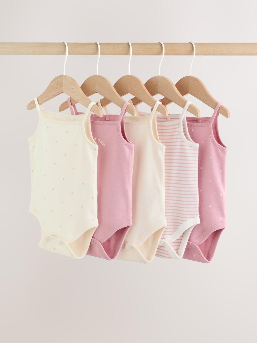 Pink Vest Baby Bodysuits 5 Pack