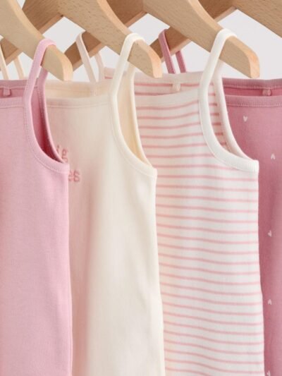 Pink Vest Baby Bodysuits 5 Pack